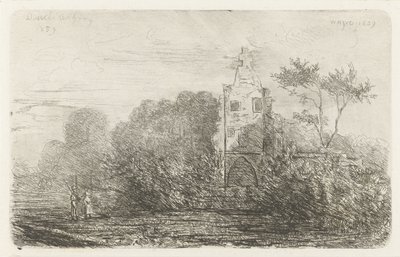 Landschaft mit Ruine und zwei Figuren von Willem Matthias Jan van Dielen