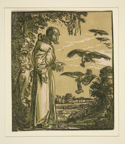 St. Paulus der Einsiedler (Elijah) von den Raben gefüttert von Willem Pietersz. Buytewech