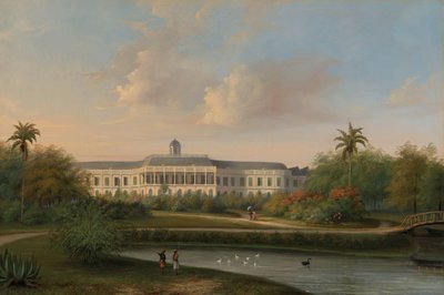 Rückansicht des Buitenzorg-Palastes vor dem Erdbeben vom 10. Oktober 1834 von Willem Troost (II)