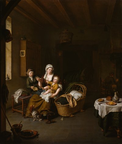 Eine Mutter füttert ihr Kind (Die glückliche Mutter) von Willem Van Mieris
