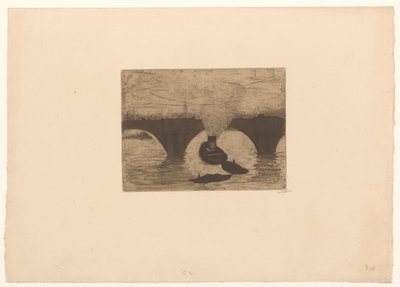 Schlepper vor der Waterloo Bridge in London von Willem Witsen (signed by artist)