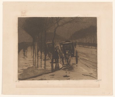 Wartende Kutschen am Victoria Embankment in London von Willem Witsen (signed by artist)