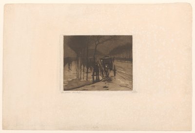 Wartende Kutschen am Victoria Embankment in London von Willem Witsen (signed by artist)