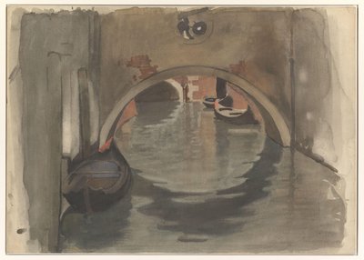 Ansicht unter einer Bogenbrücke in Venedig von Willem Arnoldus Witsen