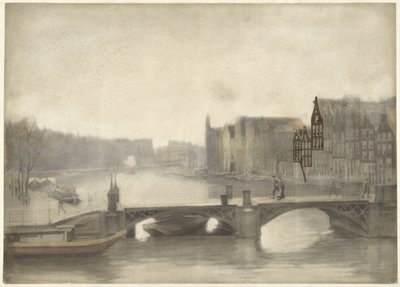Ansicht der Binnen-Amstel im Nebel von Willem Arnoldus Witsen