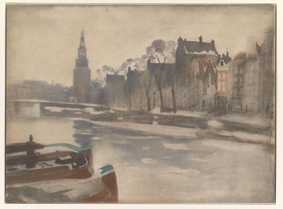 Ansicht über die Oude Schans auf den Montelbaanstoren von Willem Arnoldus Witsen