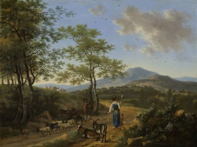 Italienische Landschaft mit Hirten von Willem de Heusch