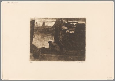 Mann an der Kaimauer eines Hafens von Willem de Zwart (signed by artist)