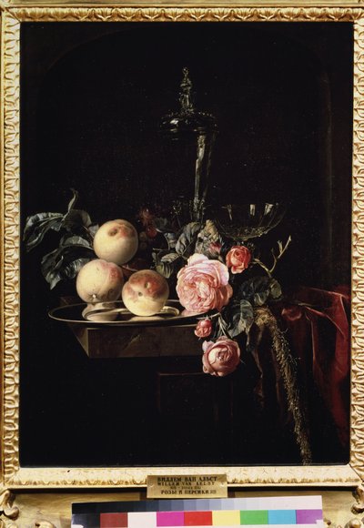 Stillleben mit Rosen und Pfirsichen von Willem van Aelst