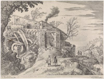 Landschaft mit einer Wassermühle und dem barmherzigen Samariter von Willem van Nieulandt (II)