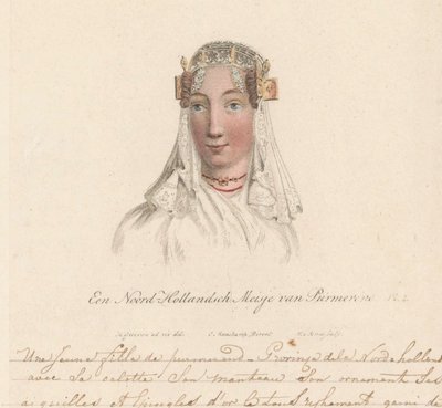 Kopfbedeckung eines Mädchens aus Purmerend, 1816 von Willem van Senus