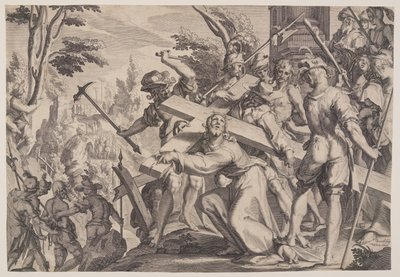 Christus trägt das Kreuz, Platte 4 aus Throne der Gerechtigkeit (Thronus Iustitiae) von Willem van Swanenburgh