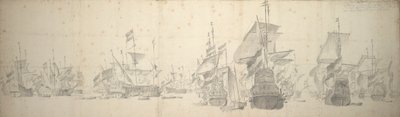 Kriegsrat in der niederländischen Flotte vor Terschelling, 7.-17. Oktober 1658 von Willem van de the Elder Velde