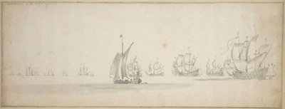 Die niederländische Flotte auf dem Weg zur schottischen Küste von Willem van de the Elder Velde