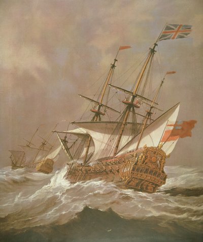 Das englische Schiff Resolution in einem Sturm, ca. 1680 von Willem van de Velde the Younger