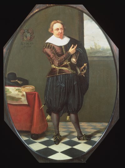 Porträt eines Seemanns in einem Innenraum von Willems Witringa Harmen
