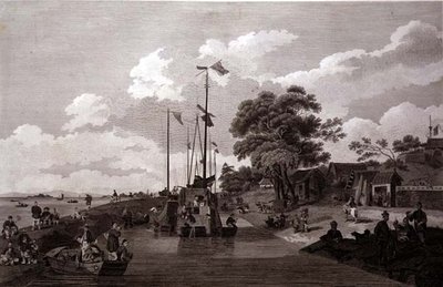 Ansicht des Pao-Yng-Sees, wo er durch einen Erddamm vom Großen Kanal getrennt ist, graviert von William und Elizabeth Ellis, veröffentlicht von G. Nicol von William (after) Alexander