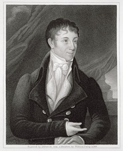 Porträt von Charles Brockden Brown (1771-1810), graviert von John B. Forrest (1814-70) von William (after) Dunlap