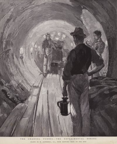 Der Ärmelkanaltunnel - Das experimentelle Bohren (Lithografie) von William (after) Hatherell