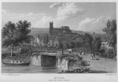 Hythe, von der Kanalbrücke (Stich) von William (after) Westall