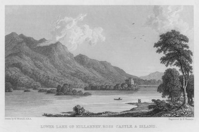 Unterer See von Killarney, Ross Schloss und Insel (Stich) von William (after) Westall