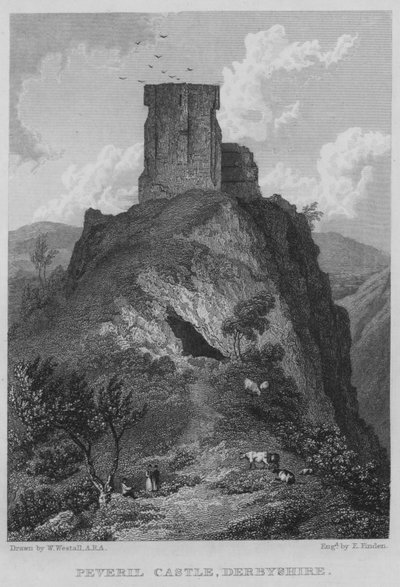 Peveril Castle, Derbyshire von William (after) Westall