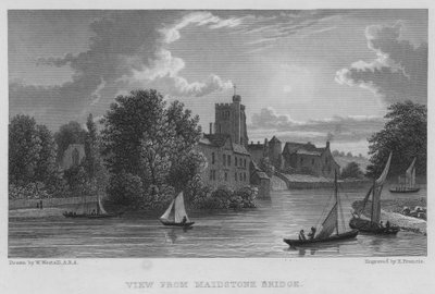 Blick von der Maidstone-Brücke (Stich) von William (after) Westall