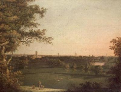 Ansicht von Manchester mit Figuren im Vordergrund von William (attr. to) Bellers