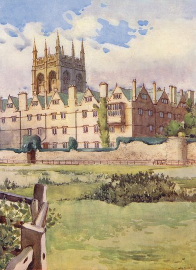 Merton College, in dem Königin Henrietta Maria während des Bürgerkriegs untergebracht war, zeigt eine Bastion der alten Stadtmauer von William Ainsworth Wildman