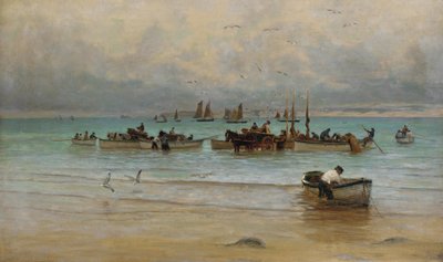 Fischverladung bei Ebbe, St. Ives von William Banks Fortescue