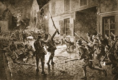 Die Coldstream Guards in Landrecies, August 1914 von William Barnes Wollen