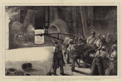 Arbeiten bei Nacht, der große 35-Tonnen-Dampfhammer im Woolwich Arsenal von William Bazett Murray