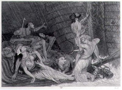Zehnter Regentag, Probe für eine Bibelausgabe von 1872 von William Bell Scott