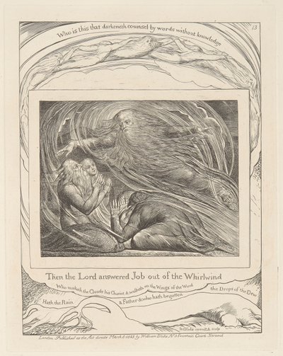 Buch Hiob, Platte 13, Der Herr antwortet Hiob aus dem Wirbelwind von William Blake