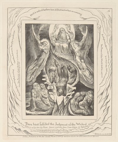 Buch Hiob, Platte 16, Der Fall Satans von William Blake
