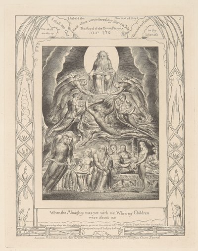 Das Buch Hiob, Tafel 2, Satan vor dem Thron Gottes von William Blake