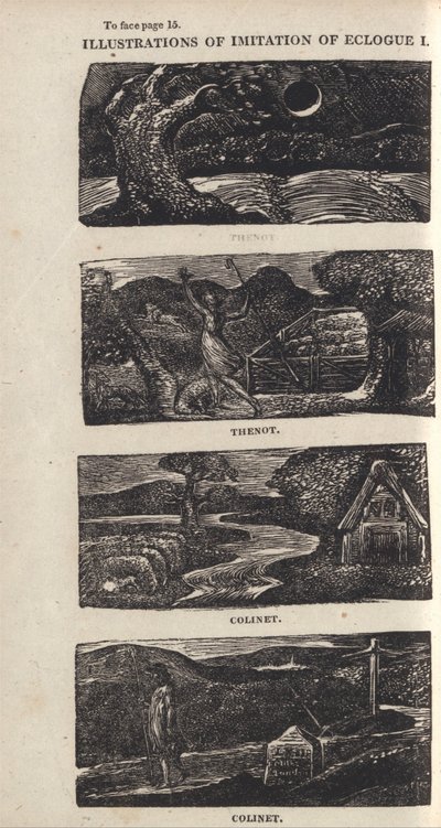 Illustrationen zur Nachahmung der Ekloge I, Seite 15 von William Blake