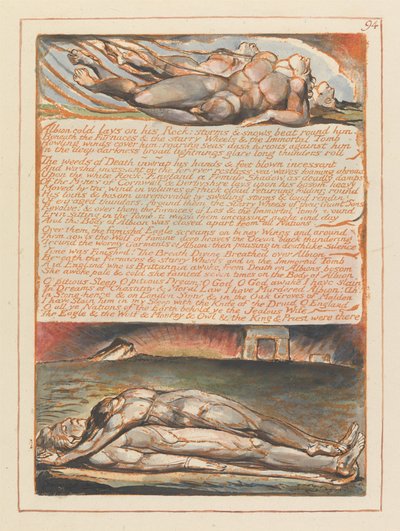 Jerusalem, Tafel 94, Albion liegt kalt auf seinem Felsen.... von William Blake