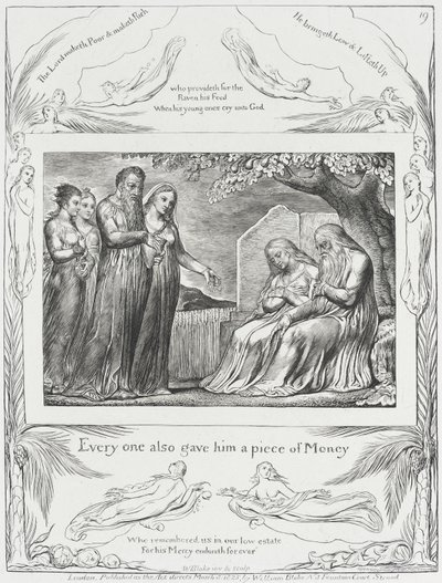 Hiob und seine Frau empfangen Almosen von William Blake