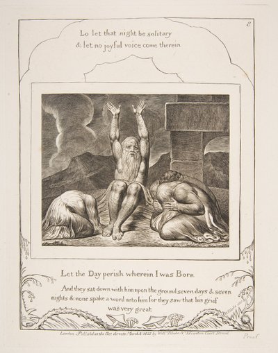 Jobs Verzweiflung, aus Illustrationen des Buches Hiob, 1825-26 von William Blake