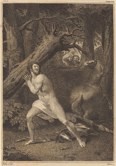 Orlando in Wut reißt Bäume aus, 1783 von William Blake