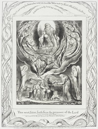 Satan geht aus der Gegenwart des Herrn hervor von William Blake