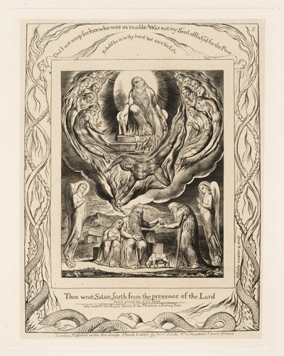 Satan geht aus der Gegenwart des Herrn hervor von William Blake