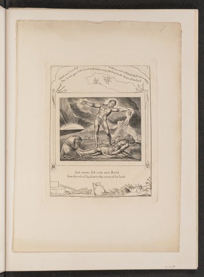 Satan schlägt Hiob mit Geschwüren von William Blake