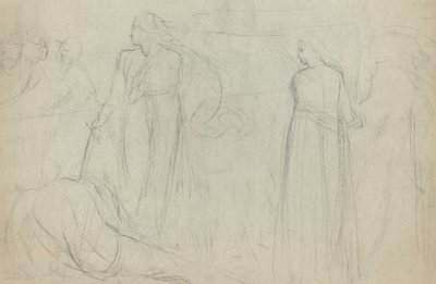Skizze eines Schwertkämpfers über seinem besiegten Gegner (verso) von William Blake