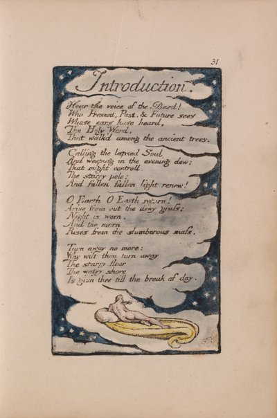 Lieder der Unschuld und der Erfahrung, Tafel 31, Einleitung (Bentley 30) von William Blake
