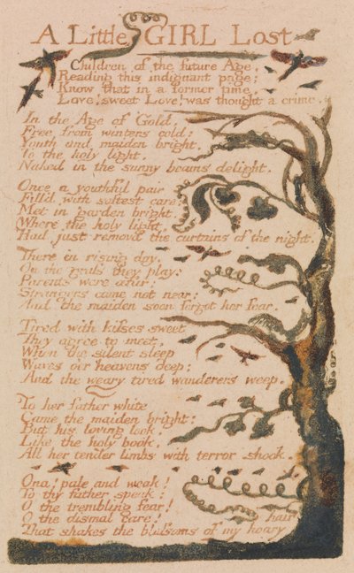 Lieder der Unschuld und Erfahrung, Tafel 44, Ein kleines Mädchen verloren (Bentley 51) von William Blake