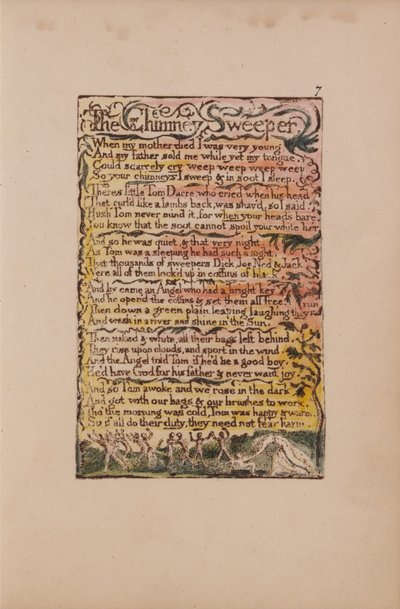 Lieder der Unschuld und der Erfahrung, Tafel 7, Der Schornsteinfeger (Bentley 12) von William Blake
