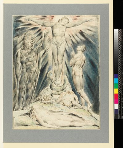 Der Erzengel Michael kündigt die Kreuzigung an von William Blake
