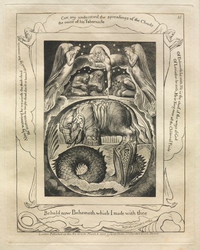 Das Buch Hiob: Pl. 15, Siehe nun Behemoth, den ich mit dir gemacht habe von William Blake